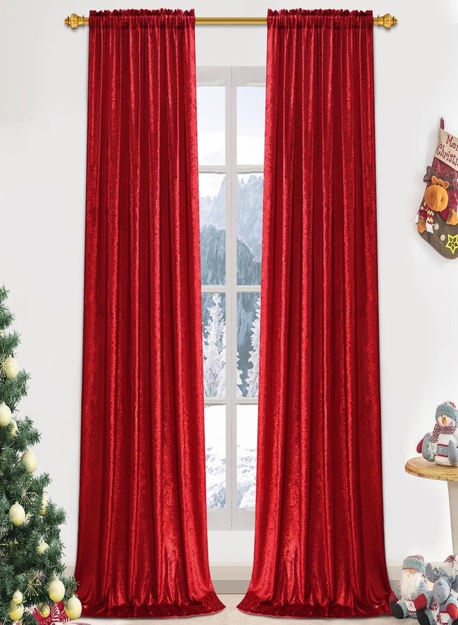 FRAMICS Red Curtains 84 inch Long, Living Room Curtains Red Foil Print Drapes for Bedroom, Light Filtering Window Treatments Rod Pocket for Christmas Decor, 52x84 inch - Image 1